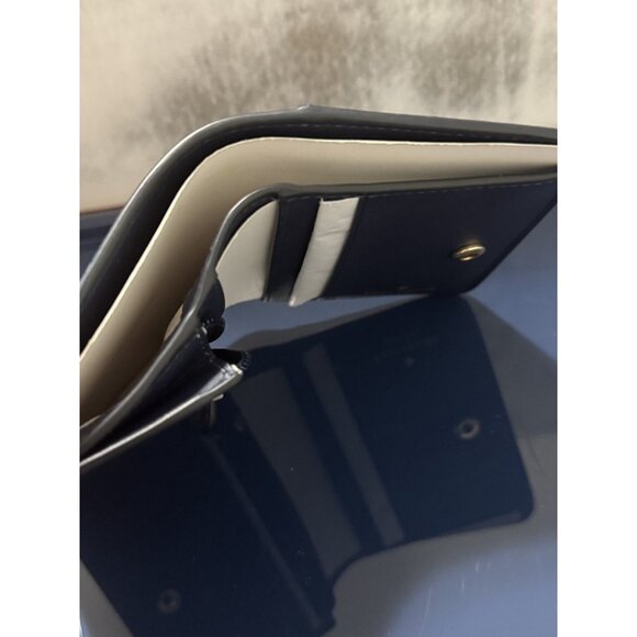 Kate Spade Madison Vase Floral Printed Med Blue White Leather Wallet - Picture 9 of 11